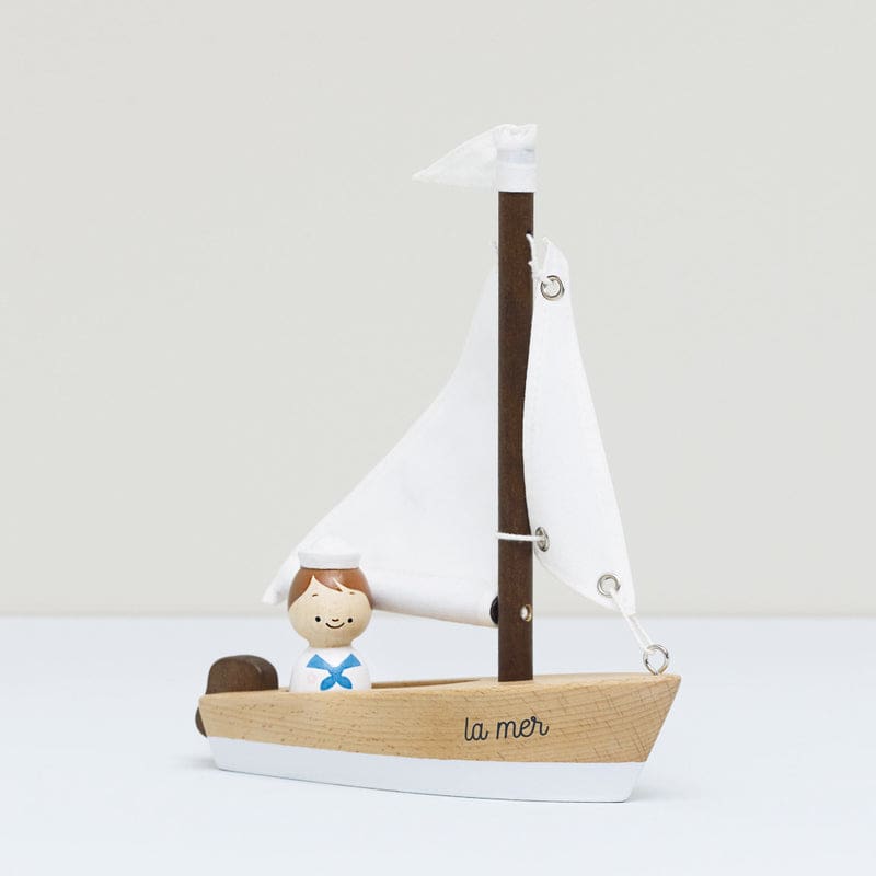 Wooden Sailing Boat &amp; Captain - Cars Trains &amp; Planes