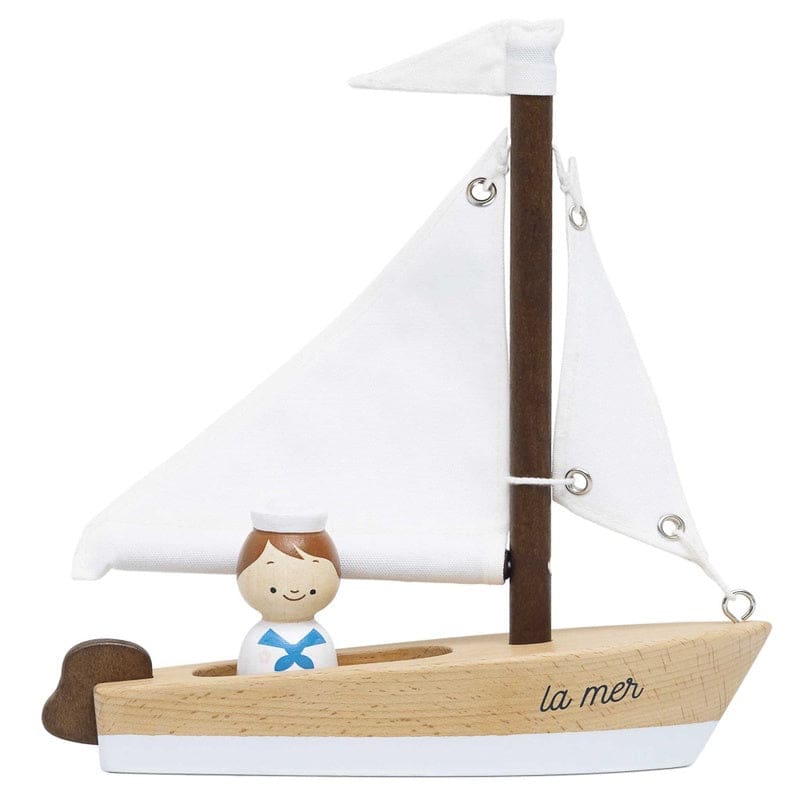 Wooden Sailing Boat &amp; Captain - Cars Trains &amp; Planes