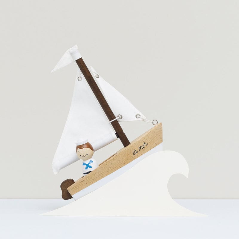 Wooden Sailing Boat &amp; Captain - Cars Trains &amp; Planes