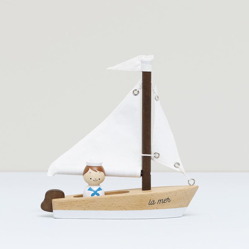 Wooden Sailing Boat &amp; Captain - Cars Trains &amp; Planes