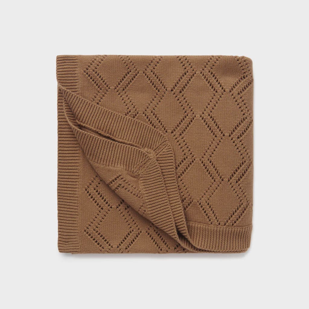 Brown Diamond Knit Blanket - Bedding &amp; Blankets