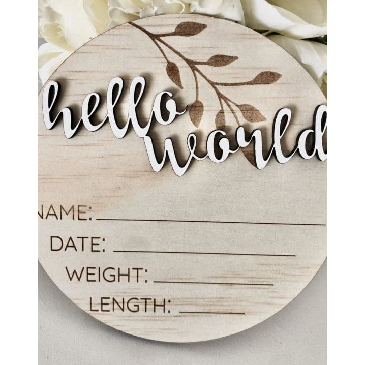 Classic Birth Announcement Hello World Plaque - Decor