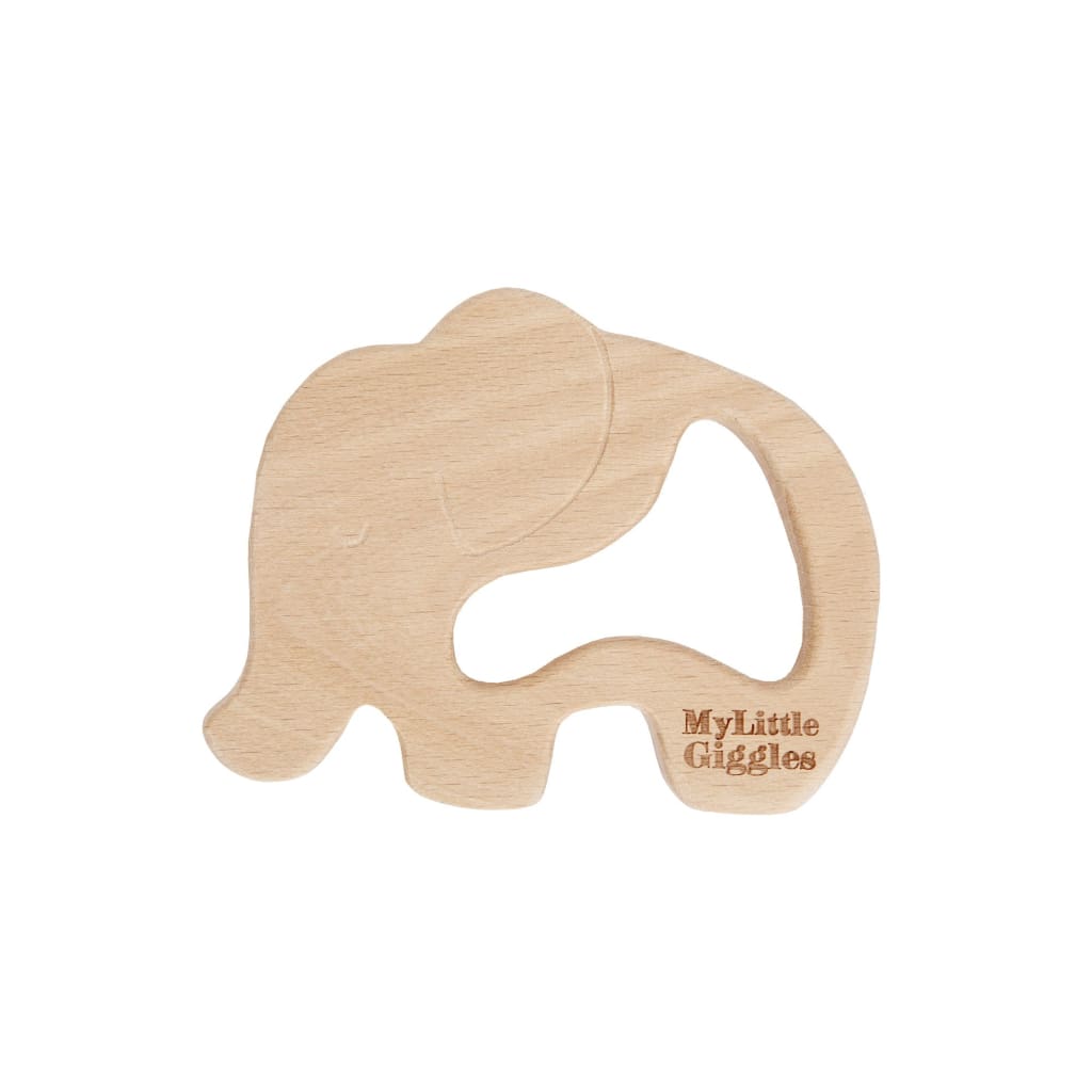Elwood Elephant Ring Teether - Natural &amp; White - Teething