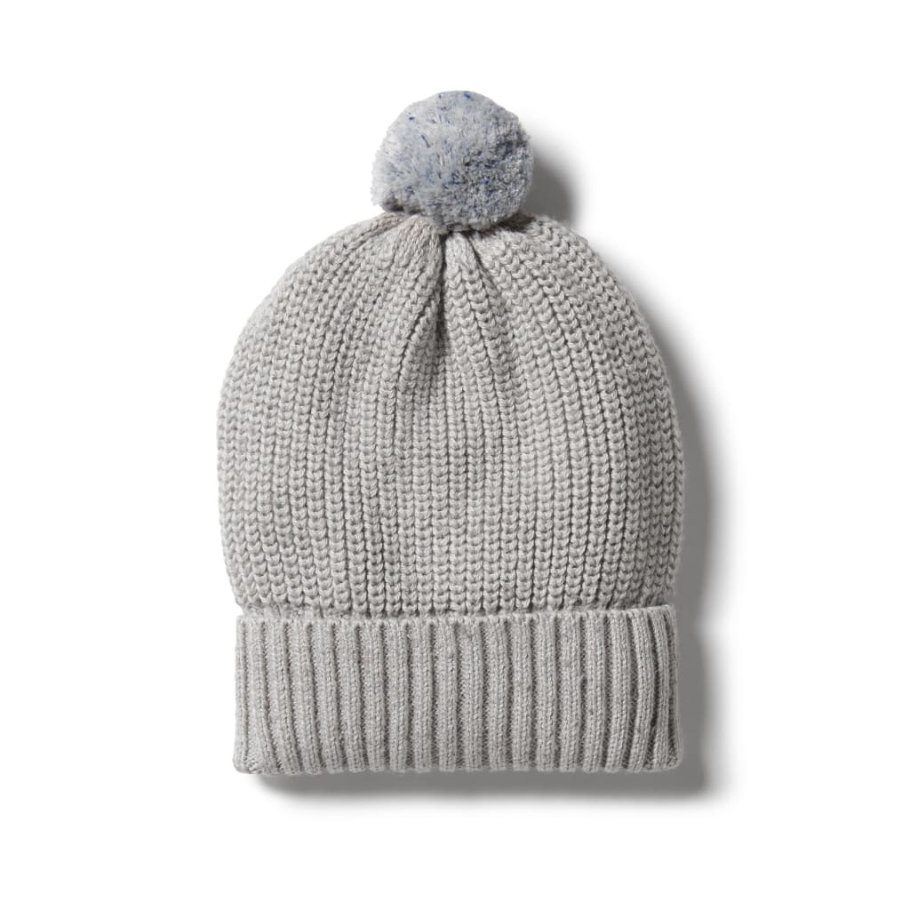 Knitted Hat - Glacier Grey Fleck - Baby Clothes