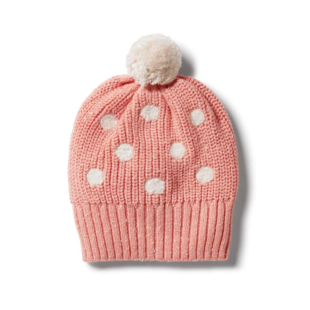 Knitted Spot Hat - Flamingo Fleck - Baby Clothes