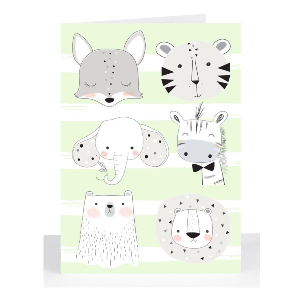 Lil’s Cards - Assorted - Baby - Lime Stripes &amp; Baby Animals - accessories