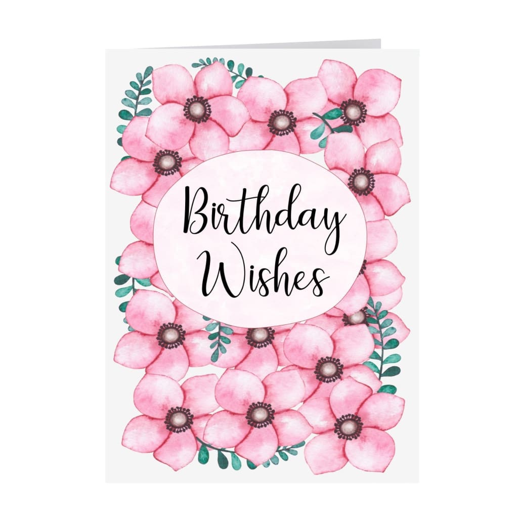 Lil’s Cards - Assorted - Birthday Wishes Pink Flowers - accessories