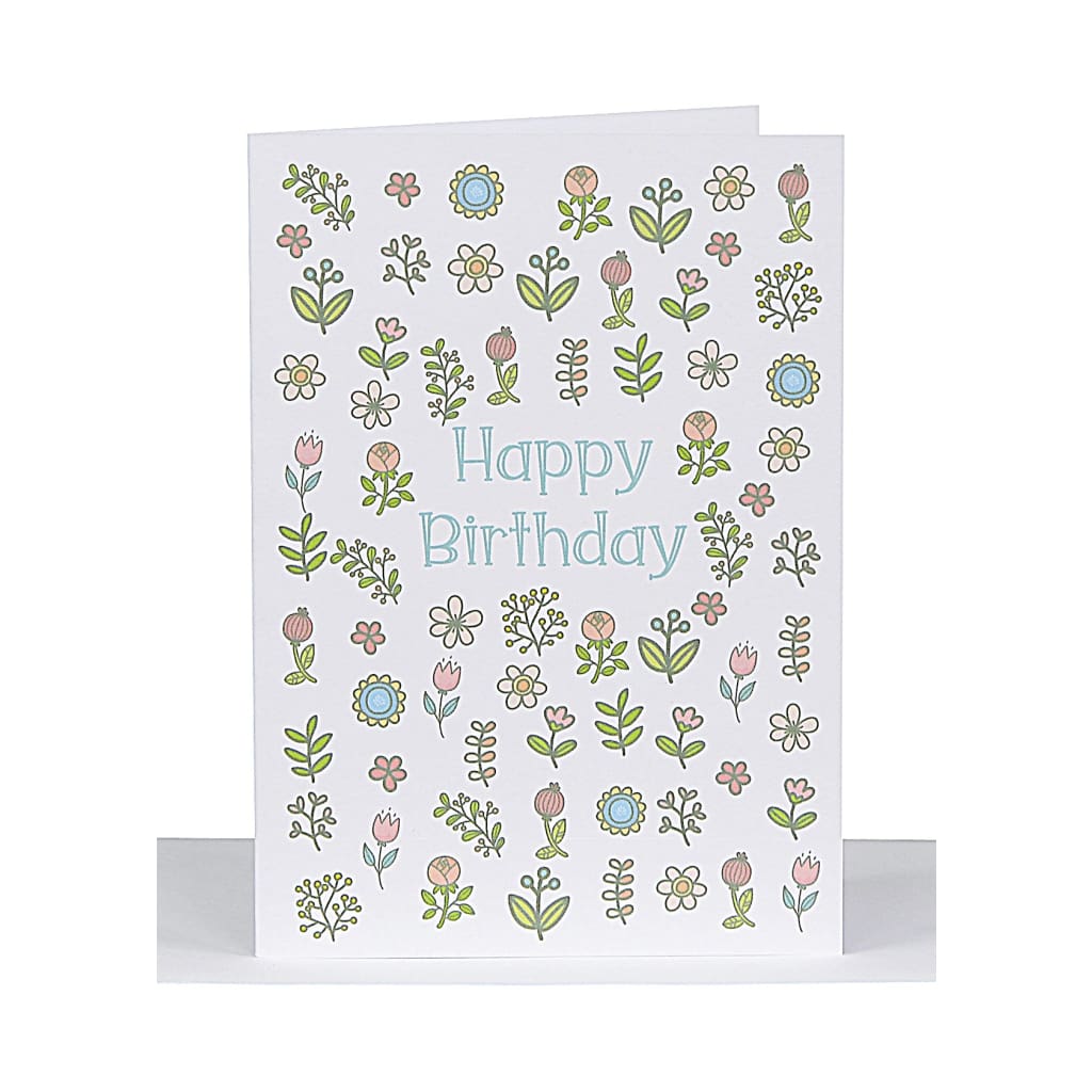 Lil’s Cards - Assorted - Happy Birthday Hand Drawn Flowers - accessories