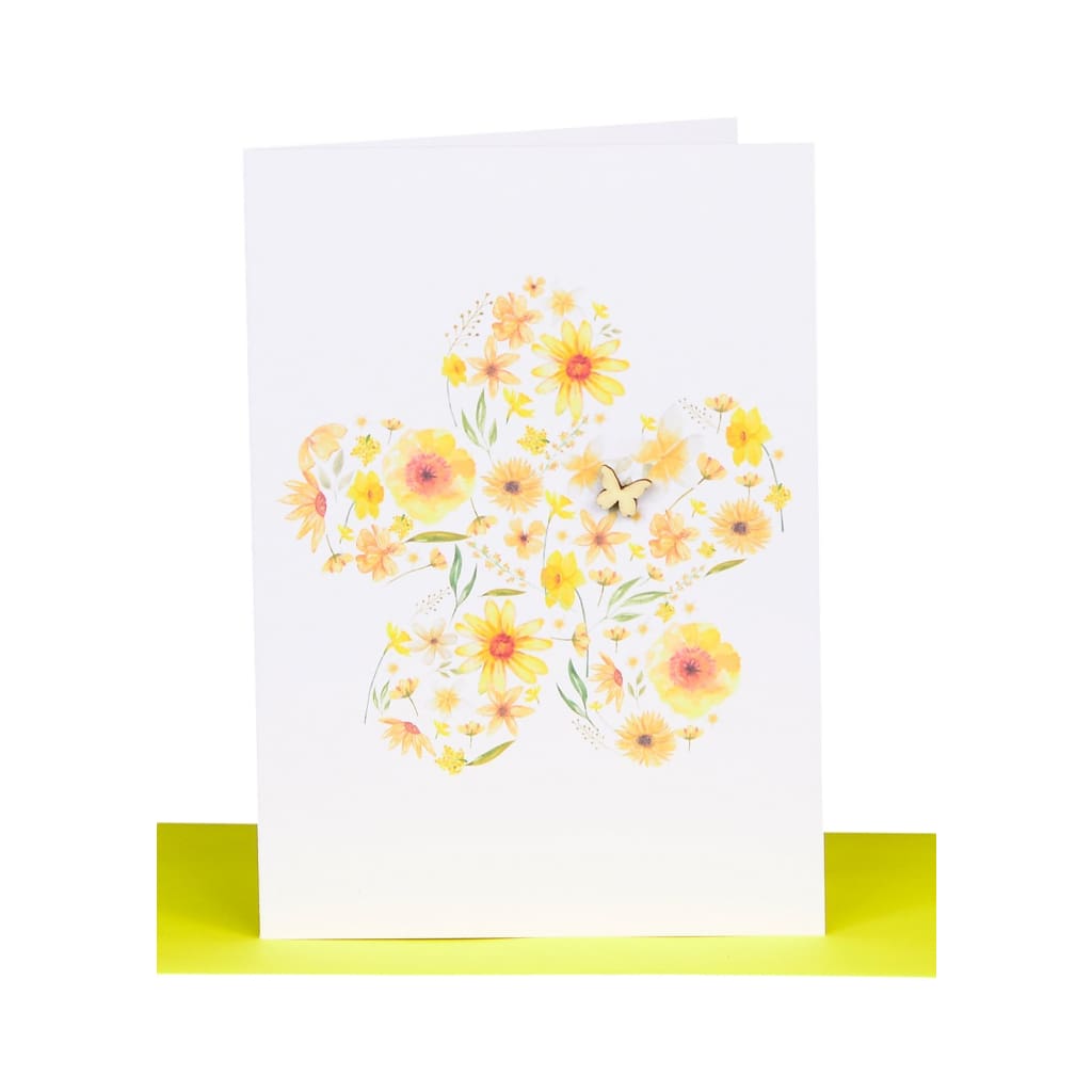 Lil’s Cards - Assorted - Yellow Flowers - Wooden Butterfly - accessories