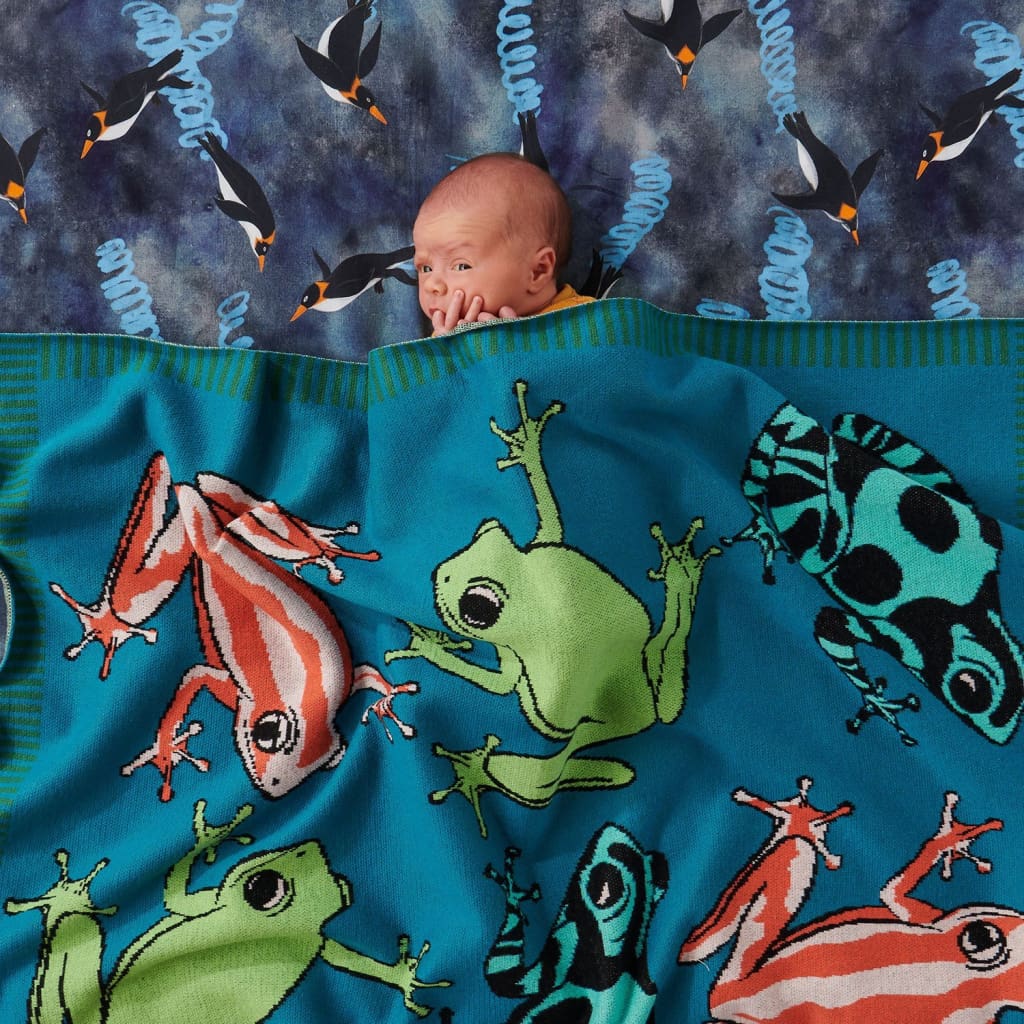 Mr Frog Knitted Blanket - Bedding