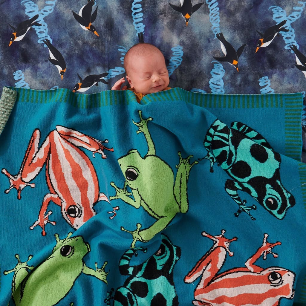 Mr Frog Knitted Blanket - Bedding