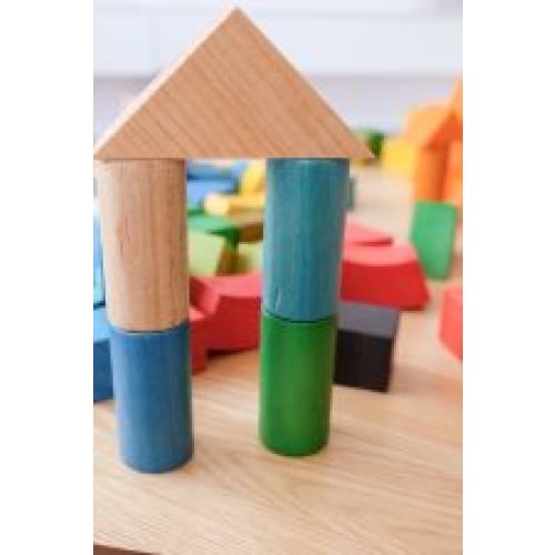 Natural Rainbow Jumbo Blocks 86 pcs - Wooden Toys