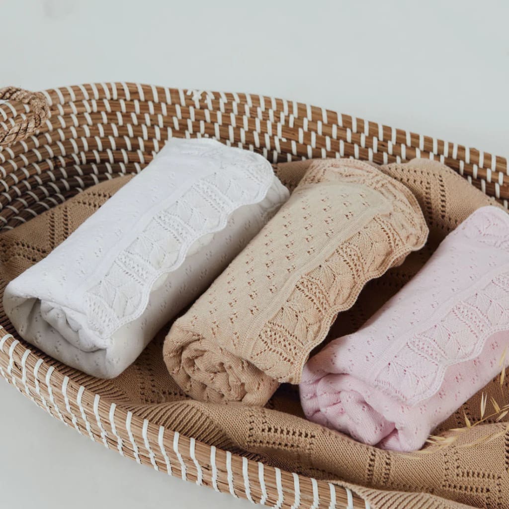 Oatmeal Pointelle Knit Blanket - Bedding &amp; Blankets
