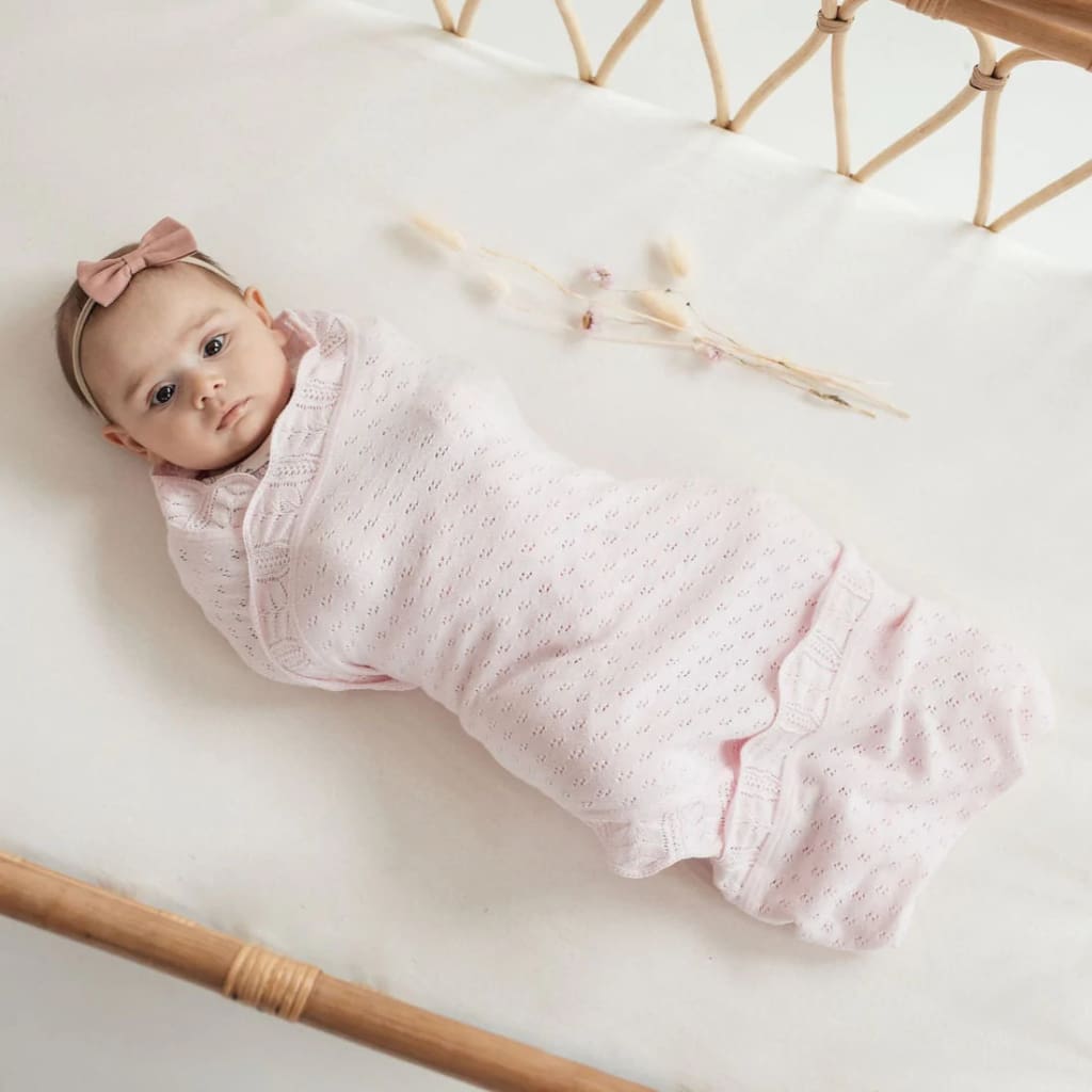 Pink Pointelle Knit Blanket - Bedding & Blankets